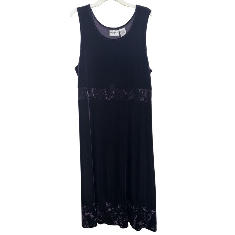 Y2K Purple Velvet Full Length Sleeveless Dress Size 16W Wedding Guest Whimsigoth